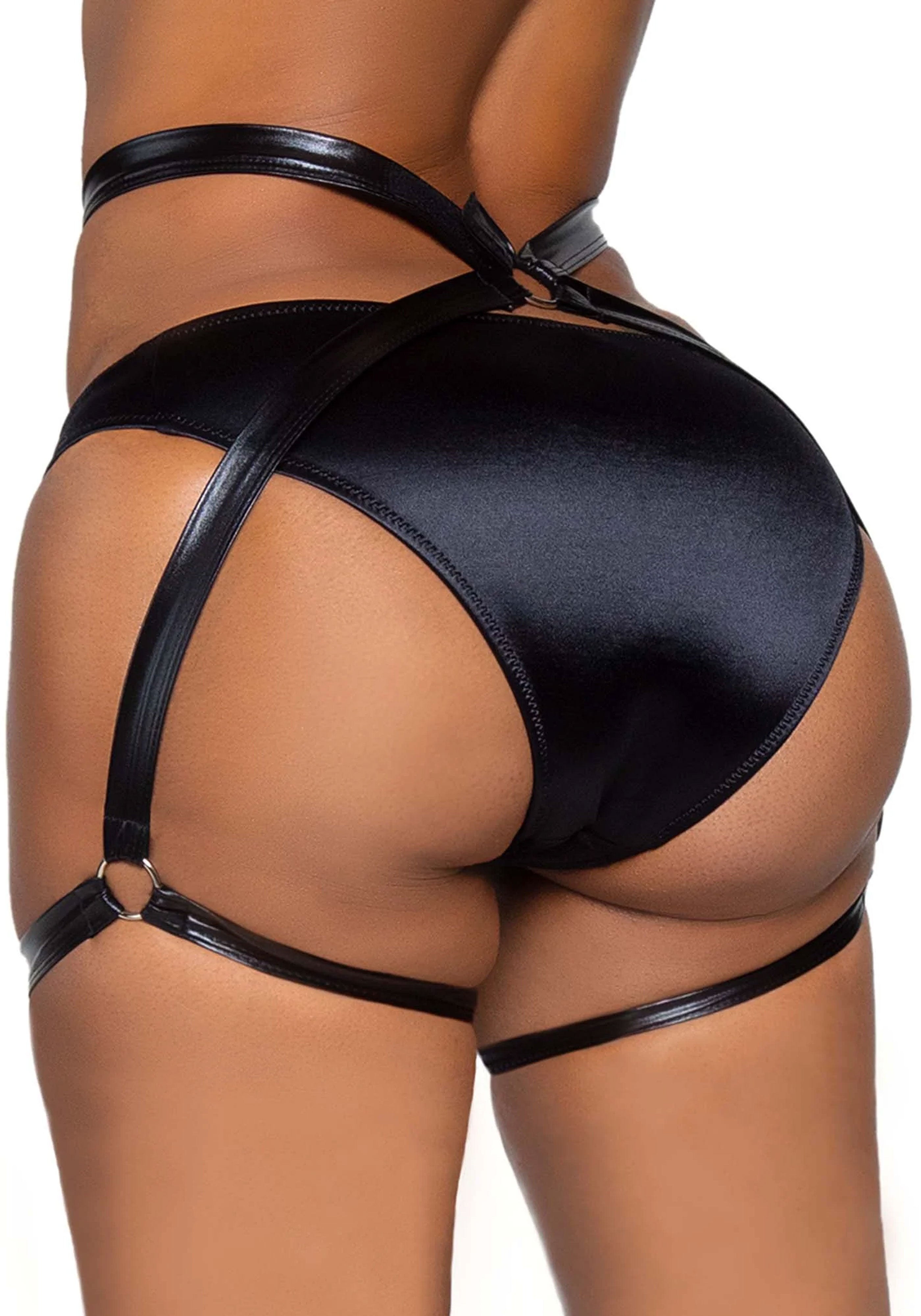 Money Maker Wet Look Garter Butt Harness