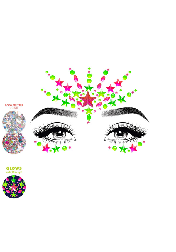 Leg Avenue EYE026 Vibe Neon Face jewels sticker